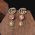 18K Gucci Double Flower Crystal Earrings
