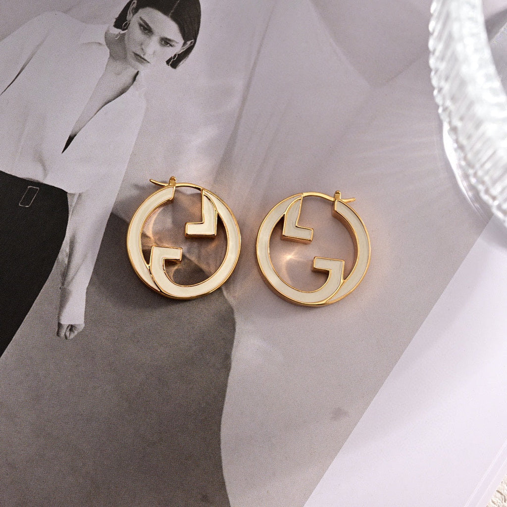 18K Gucci Double Pink Hollow Earrings