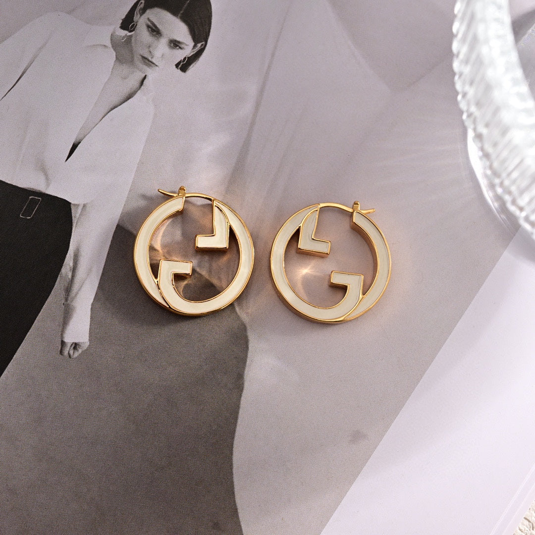 18K Gucci Double Pink Hollow Earrings