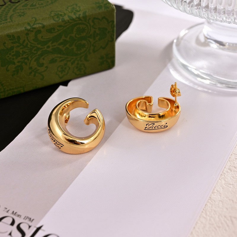 18K Gucci Double GucciLogo Earrings