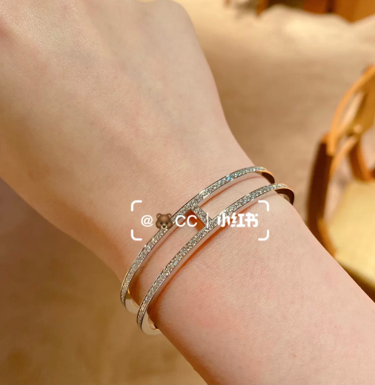 18K Hermes Ever Chain D¡ ̄ancre Cuff Diamond Bracelet