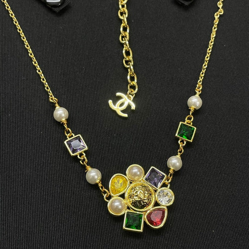 18K Chanel Color Crystal Gold Necklace