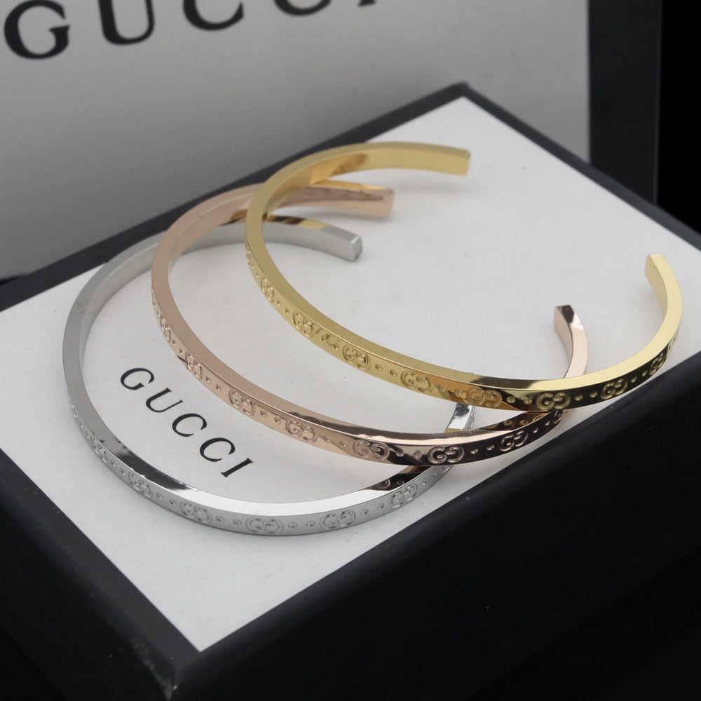18K Gucci Double Icon Open Cuff Bracelet