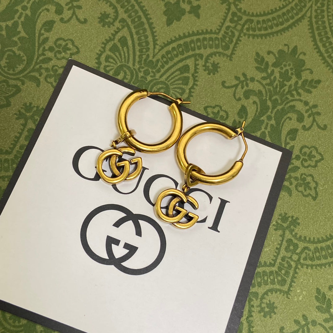 18K Gucci Double Hollow Earrings