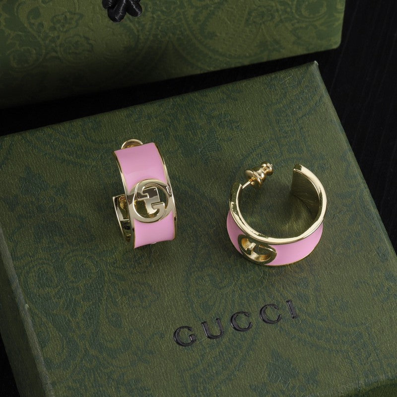 18K Gucci Double Color Enamel Earrings