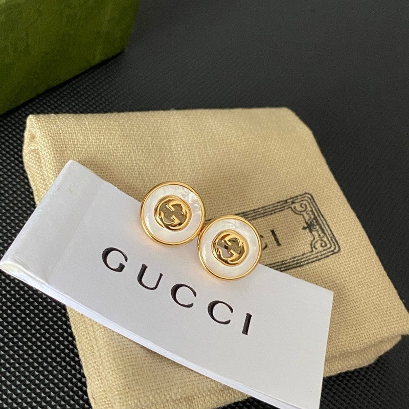 18K Gucci Double Gold Pearl Earrings