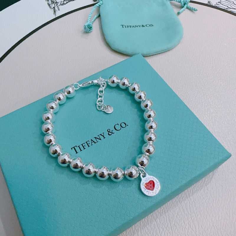 18K Tiffany Return to Red Heart Bead Bracelet