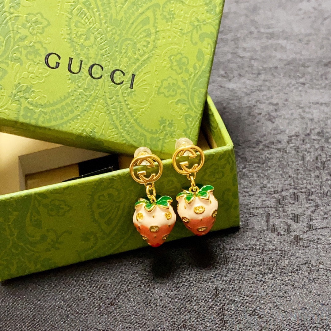 18K Gucci Double Strawberry Earrings