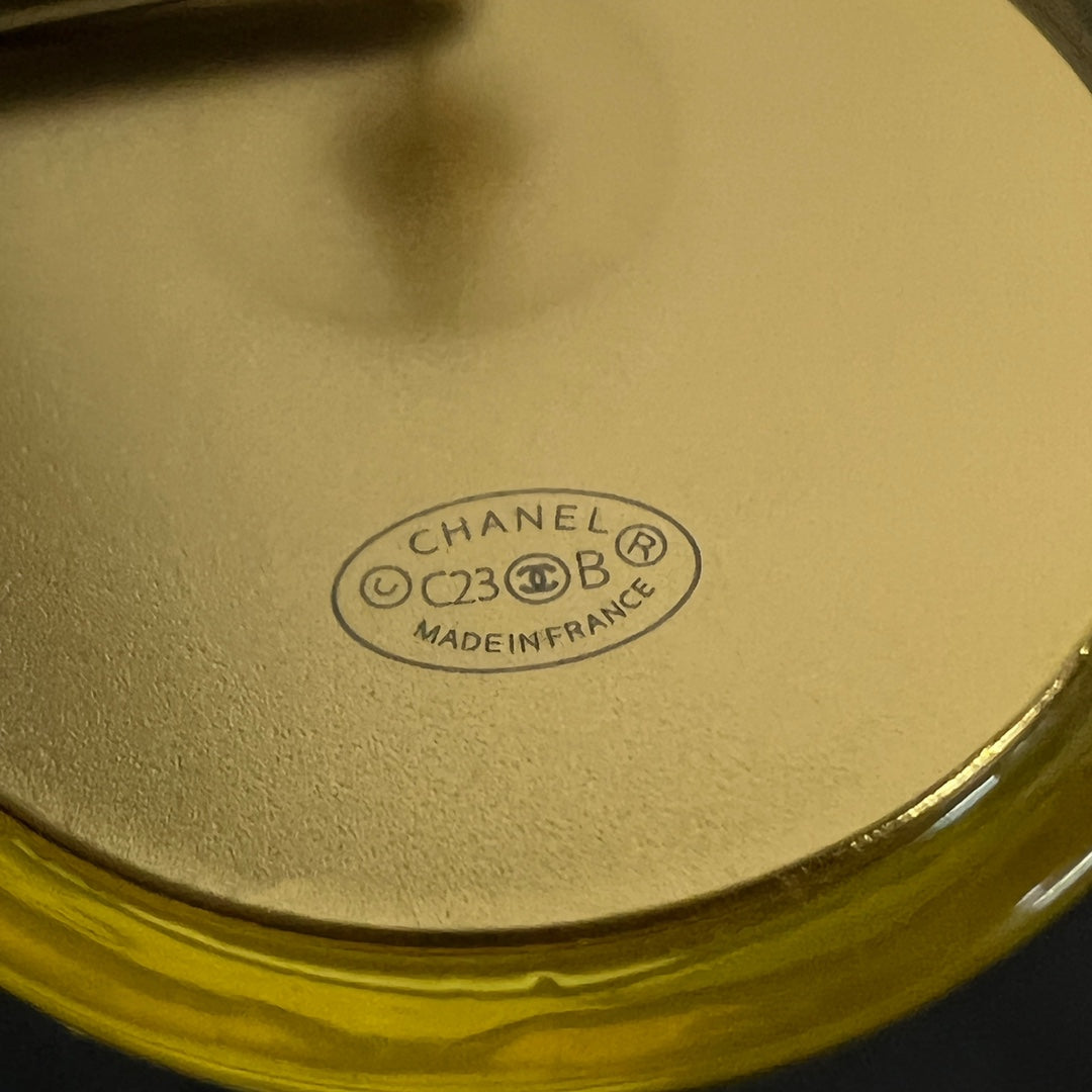 18K Chanel Vintage Yellow Crystal Earrings