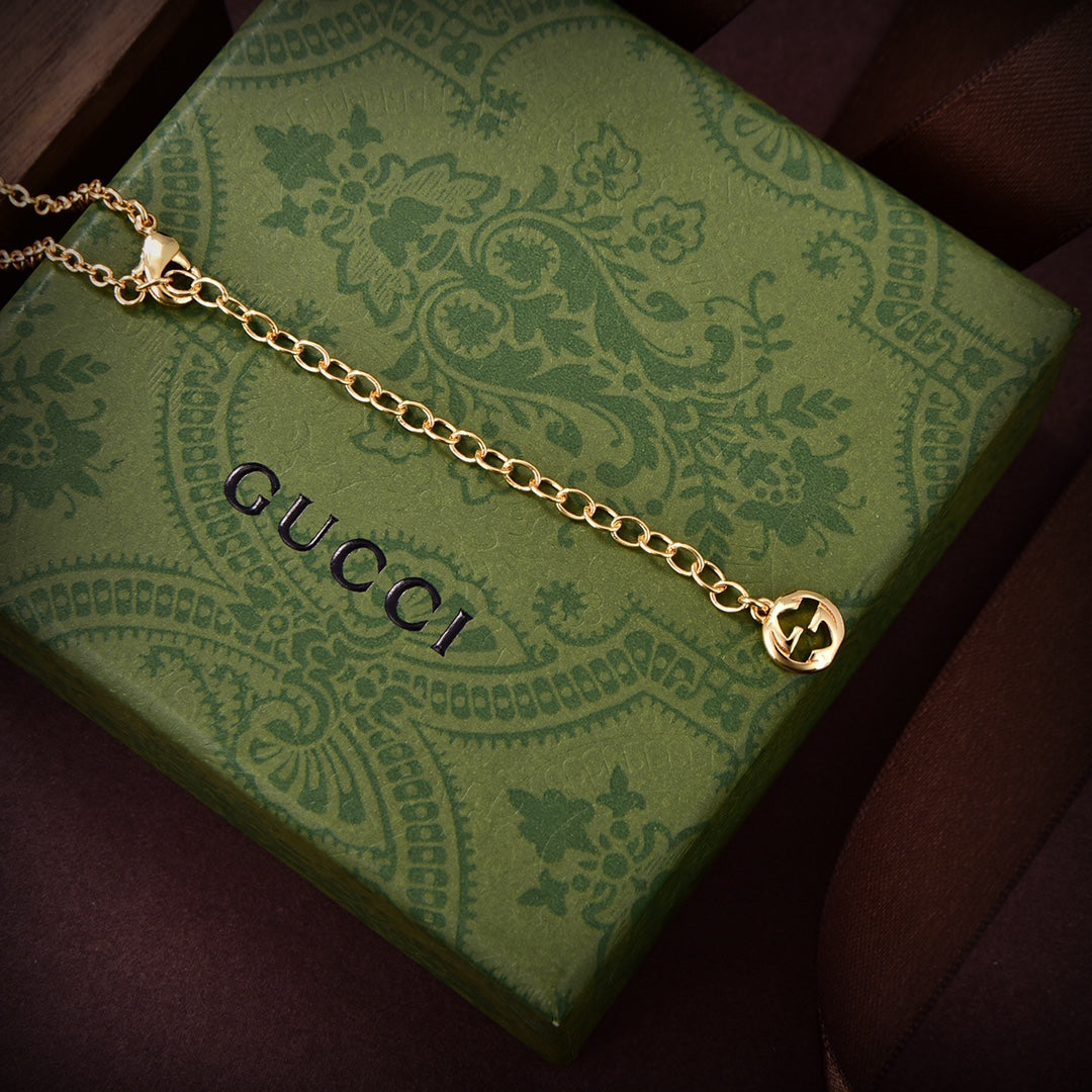 18K Gucci Double Embellished Script Letter Necklace