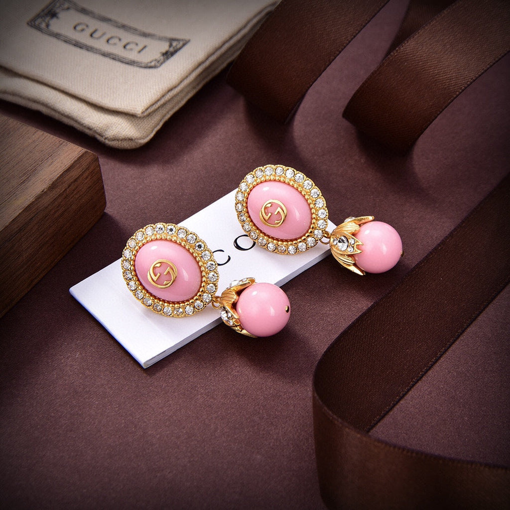 18K Gucci Double Pink Pearls Earrings