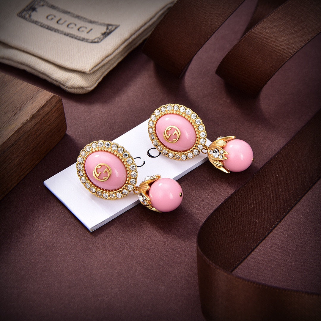 18K Gucci Double Pink Pearls Earrings