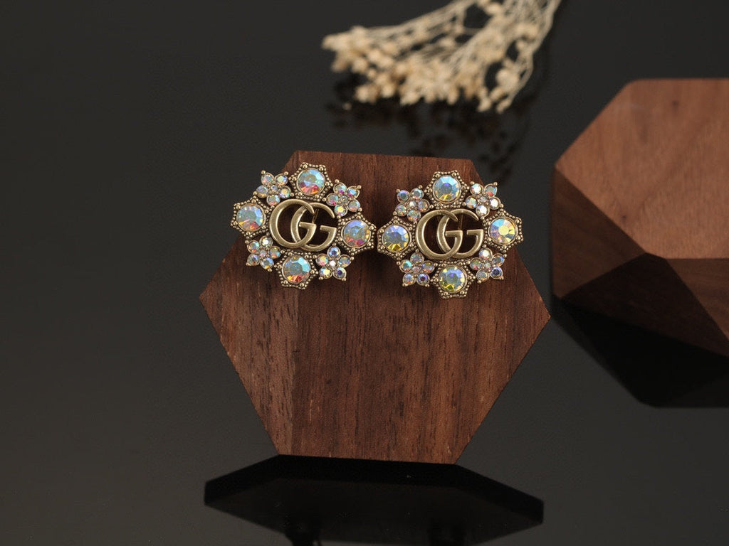 18K Gucci Double Blue Flowers Earrings