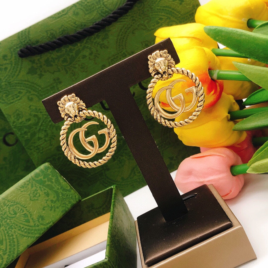 18K Gucci Double Pendant Earrings