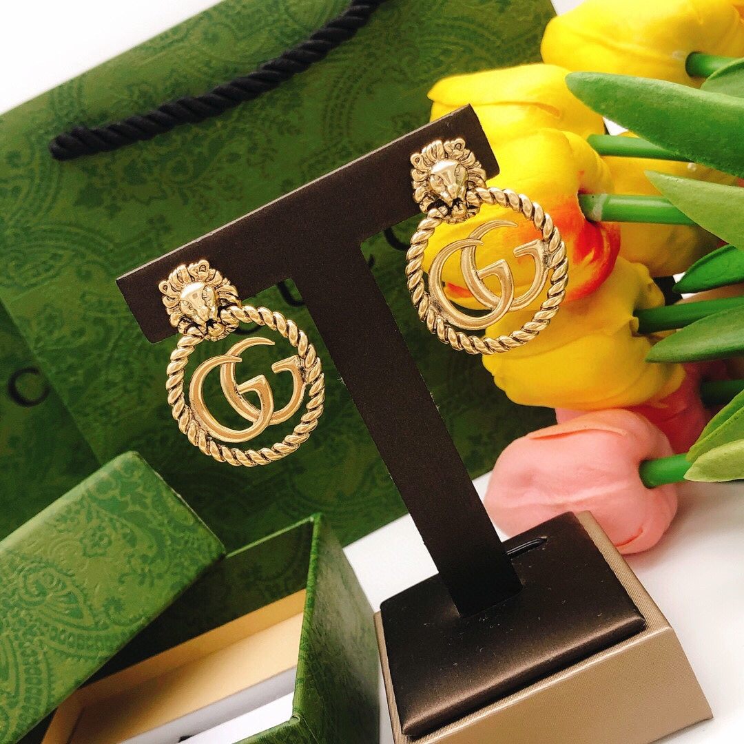 18K Gucci Double Pendant Earrings