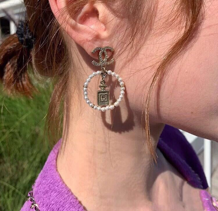 18K Chanel No. 5 Perfume Pendant Earrings