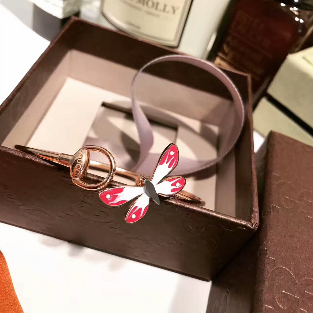 18K Gucci Double Flora Bangle Bracelet