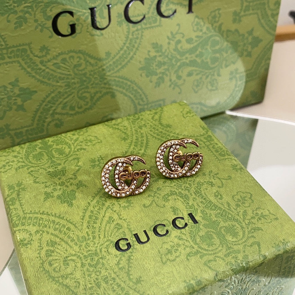18K Gucci Double Logo Diamonds Earrings
