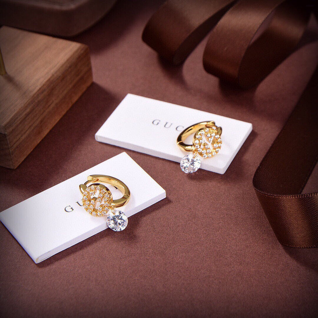 18K Gucci Double Interlocking Gucci Diamond Earrings