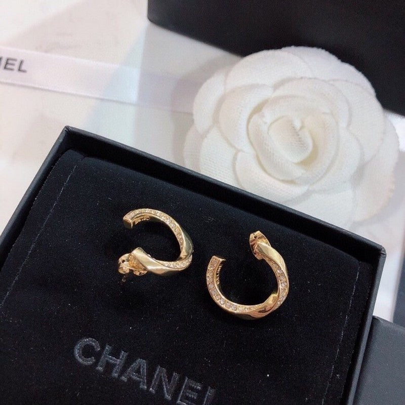 18K Chanel Half Circle Diamond Earrings