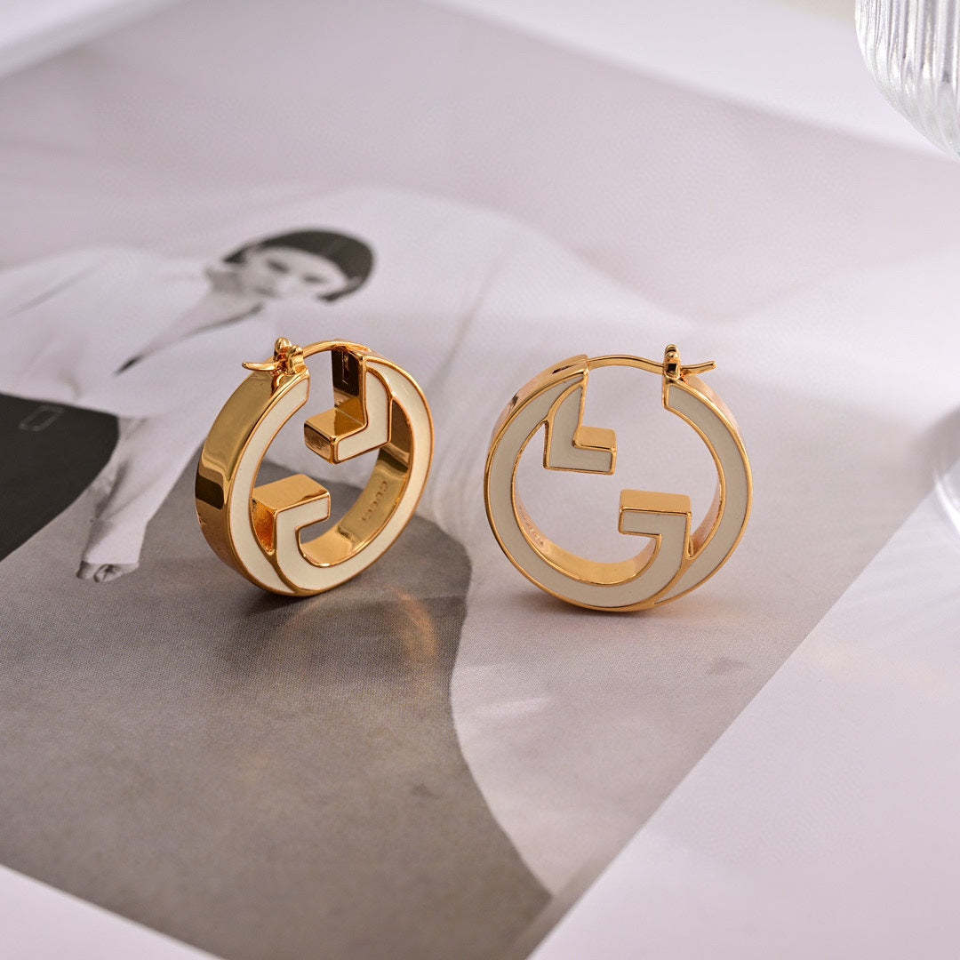 18K Gucci Double Pink Hollow Earrings
