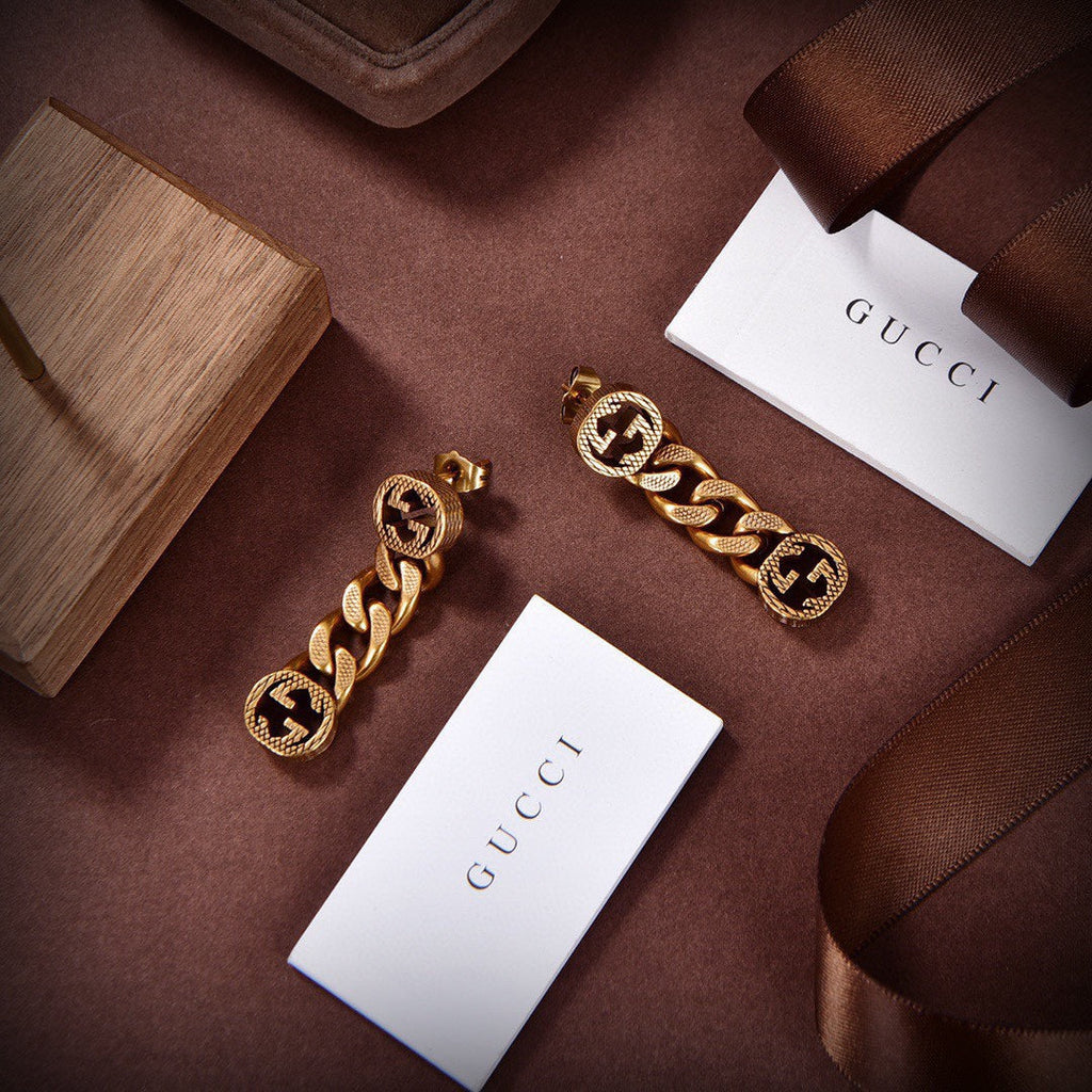 18K Gucci Double Chain Earrings