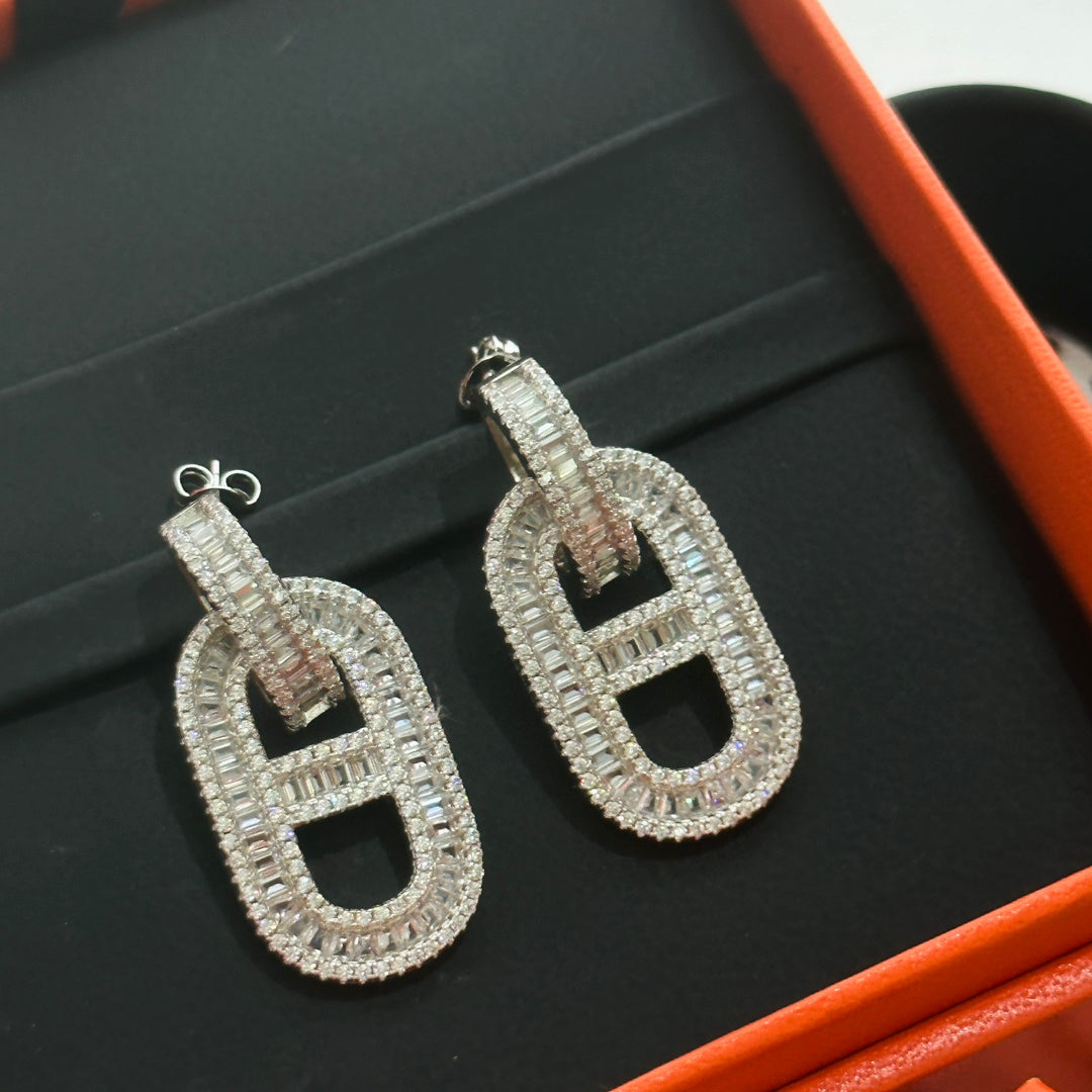 18K Hermes Diamonds Earrings