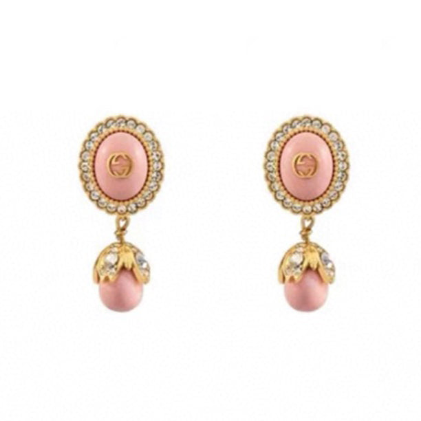 18K Gucci Double Pink Pearls Earrings