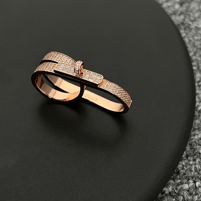 18K Hermes Kelly Gavroche Double Ring
