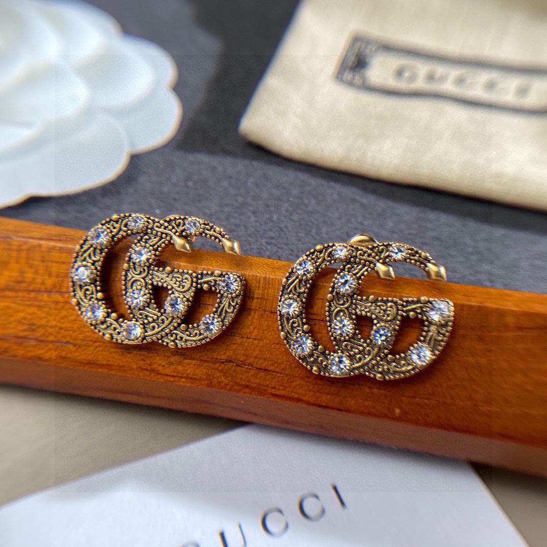 18K Gucci Double Crystals Earrings