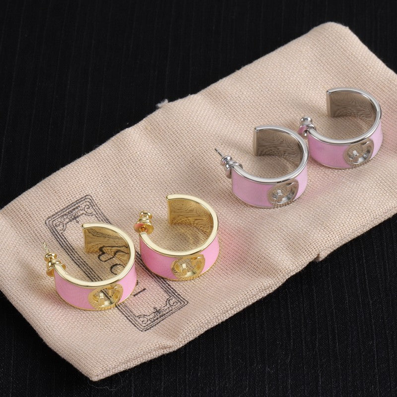 18K Gucci Double Color Enamel Earrings