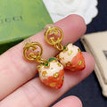 18K Gucci Double Strawberry Earrings