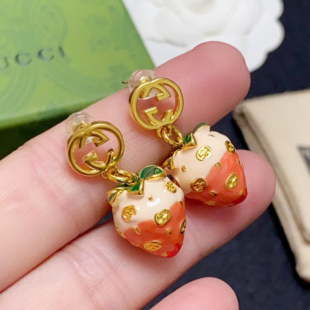 18K Gucci Double Strawberry Earrings