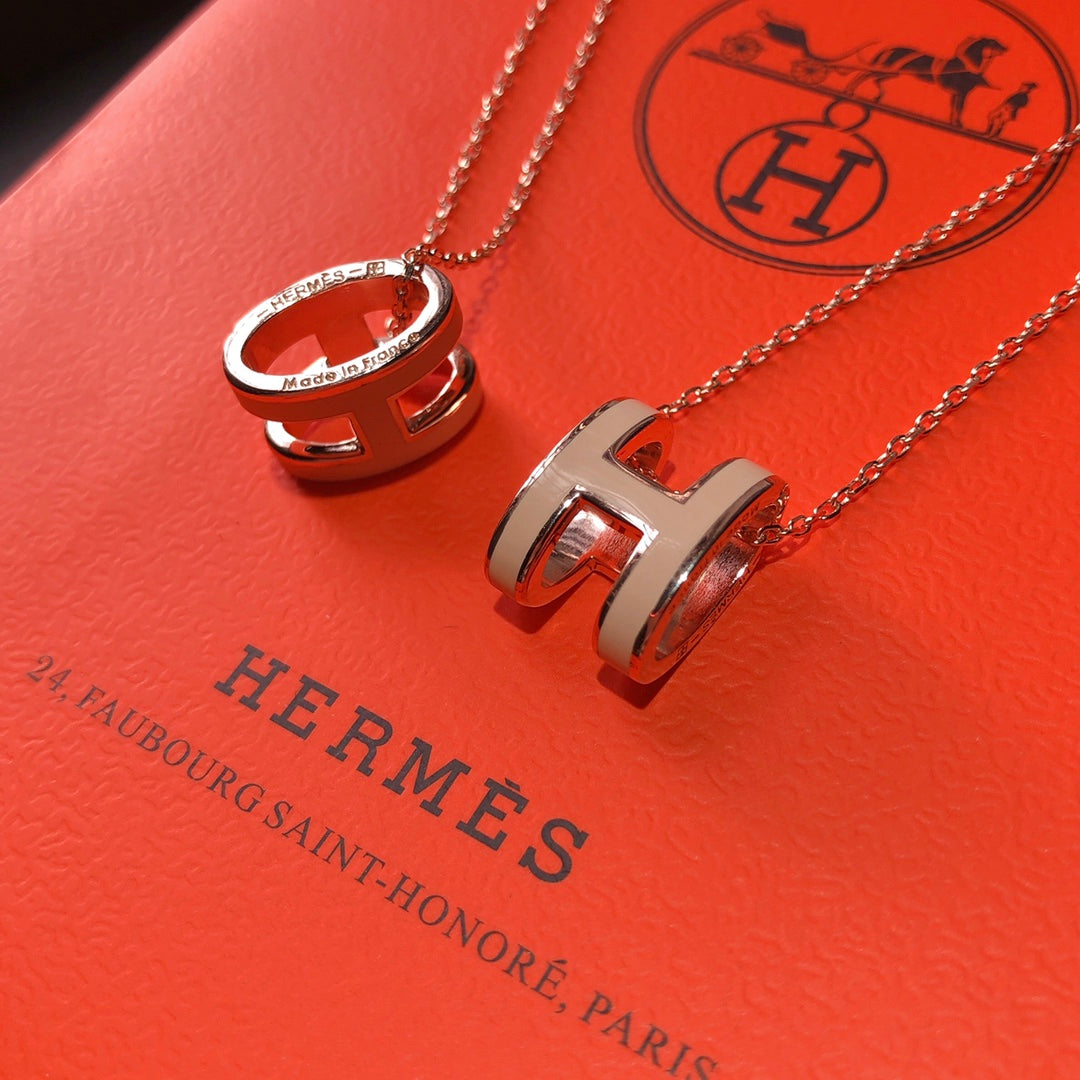 18K Hermes Mini Pop Grey Necklace
