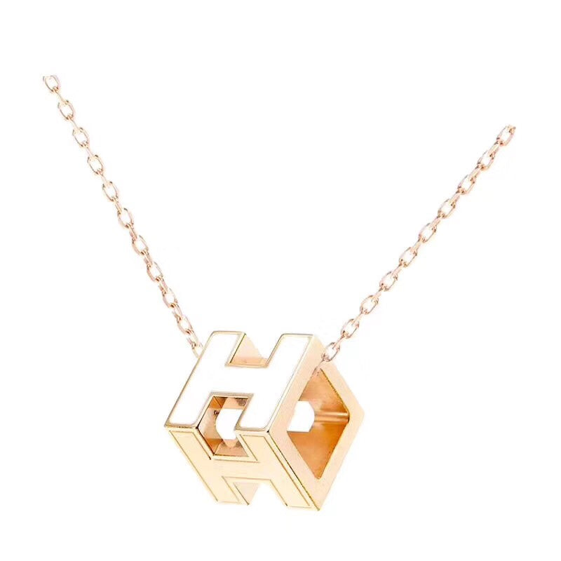18K Hermes Cage D'H White Necklace