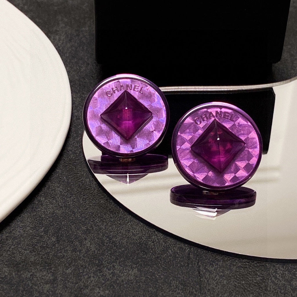 18K Chanel Vintage Purple Earrings