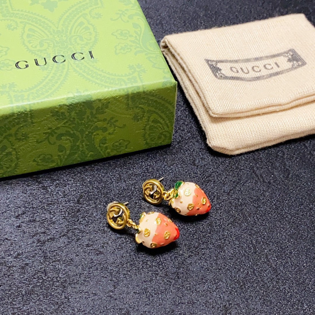 18K Gucci Double Strawberry Earrings